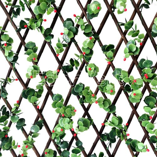 Valla Artificial Expanding Eucalyptus Willow Fence with Red Buds