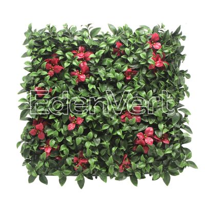 Red Flowering Gardenia Faux Plant Wall