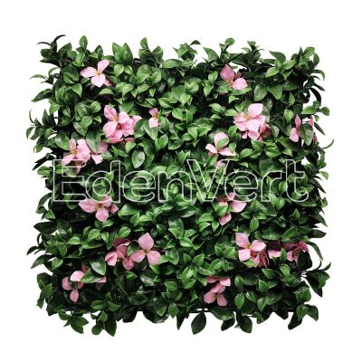 Artificial Gardenia Leaf Wall with Pink Flowers
