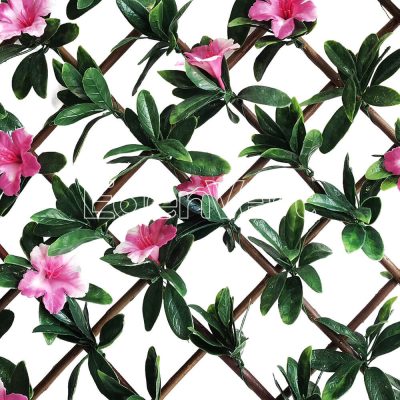 Azalea Leaf Willow Fence with Pink Flowers