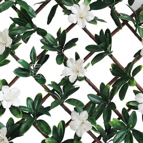 Valla Artificial Azalea Leaf Willow Fence with White Flowers