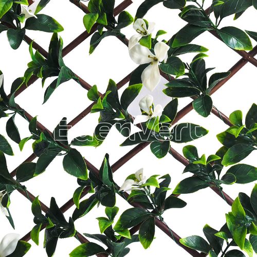 Valla Artificial Gardenia Leaf Willow Fence with White Flowers