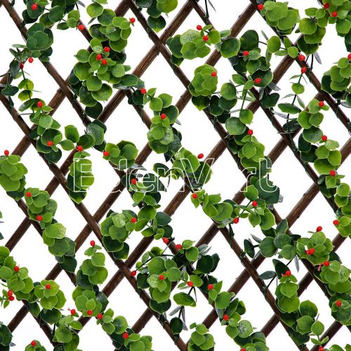 Valla Artificial Realistic Eucalyptus Willow Fence with Red Buds