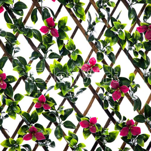 Valla Artificial Gardenia Leaf Willow Fence with Red Flowers