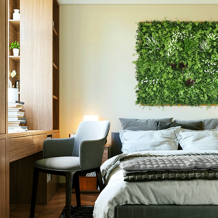 bedroom artificial plant wall