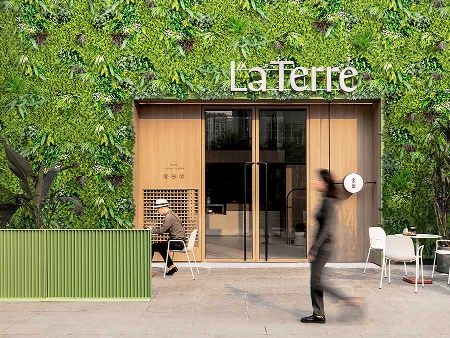 grass walls for retail store